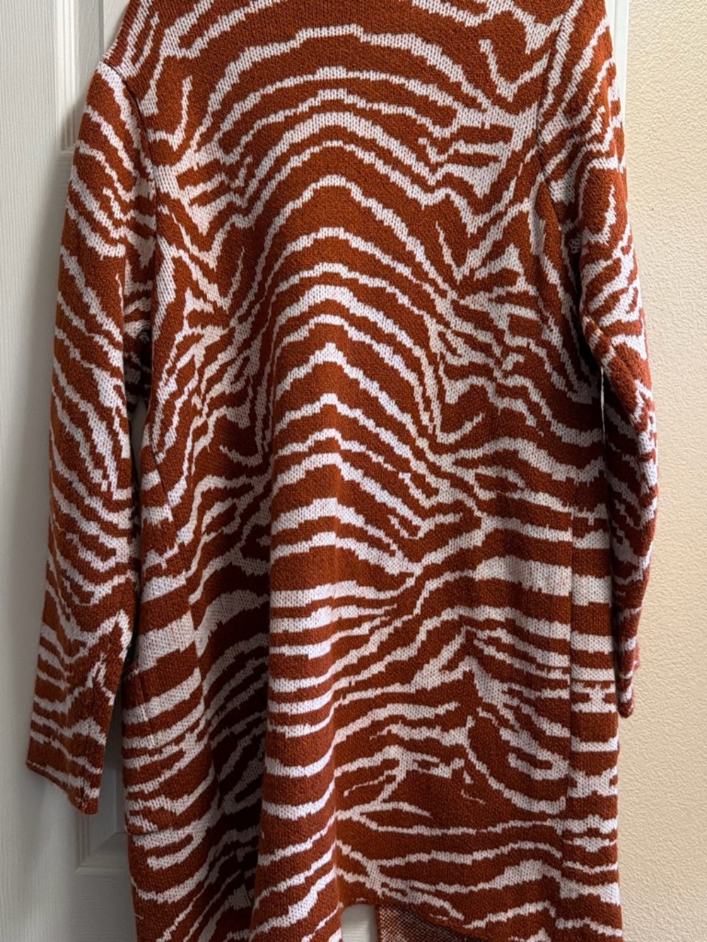 Nine West Rust and White Zebra Open-Front Cardigan - Picture 4 of 4